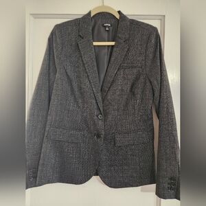 Womens Black Patterned Fitted Blazer